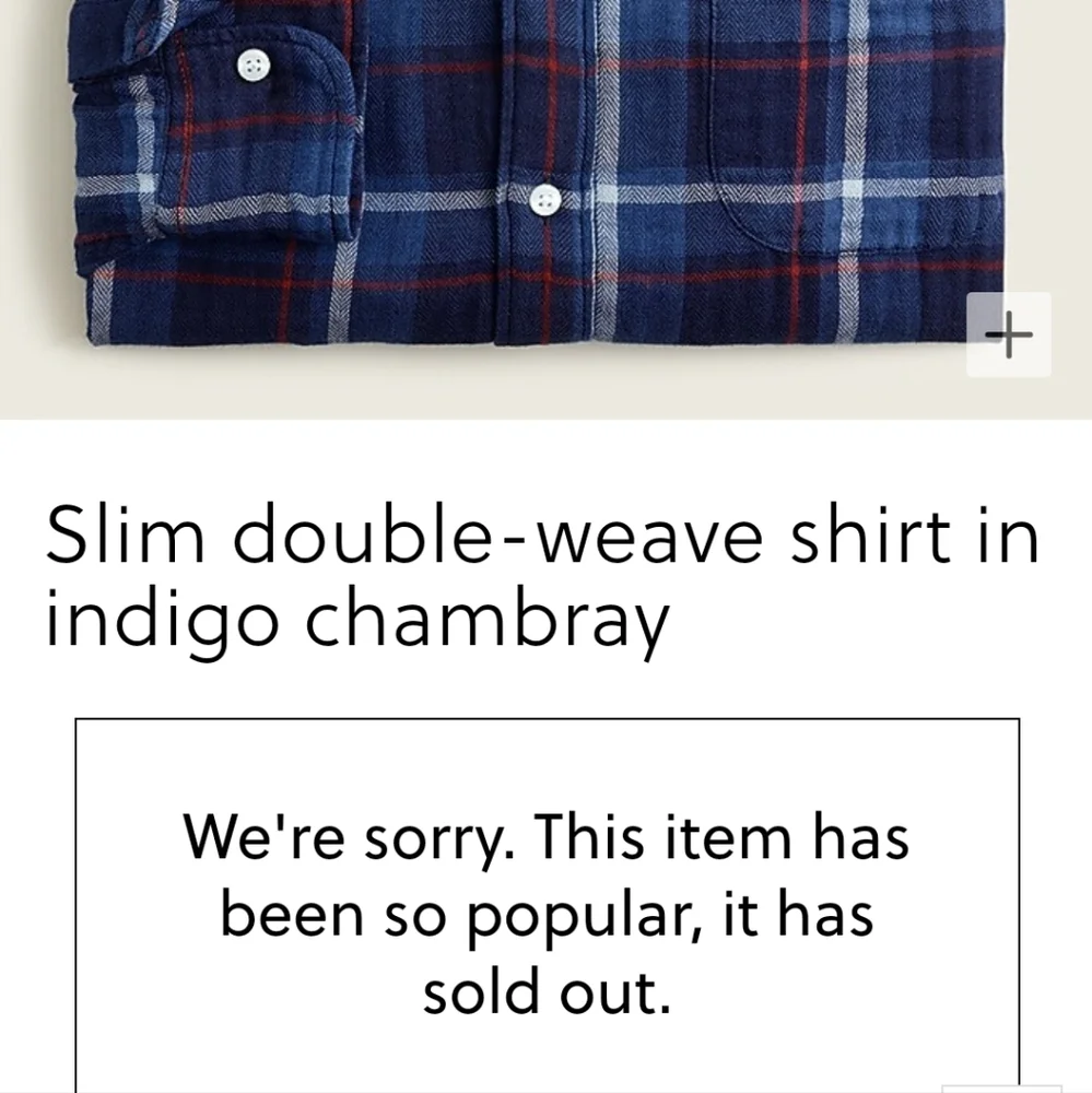 J.Crew Double Weave Shirt XXL 47-49 Blue Tartan Plaid BNWT SO $90